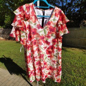 NWT Calvin Klein Floral Chiffon Mini Dress Size 10